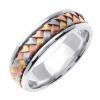 14KT WEDDING RING WHITE GOLD WITH THREE COLOR BRAID 7MM