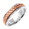 14KT WEDDING RING WHITE GOLD WITH ROSE GOLD BRAID 7MM