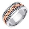 14KT WEDDING RING WHITE WITH ROSE GOLD SCROLL DESIGN 9MM