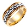 14KT WHITE AND YELLOW GOLD WEDDING RING WAVE DESIGN 8MM