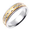 14KT WHITE AND YELLOW GOLD WEDDING RING BRICK PATTERN 6.5MM