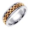 14KT WEDDING RING TWO COLOR WITH LINK PATERN 7MM