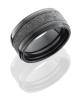 Zirconium 10mm flat band with grooved eges with 5mm meteorite center