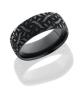 Zirconium 8mm domed band with a laser carved Escher 2 design