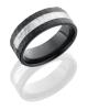 Zirconium 8mm Hammered Flat Band with 3mm Sterling Silver Inlay
