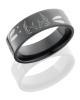 Zirconium 8mm Flat Band with 1 Antler and Deer Tracks Circling The Band