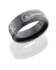 Zirconium 8mm Flat Band with Grooved Edges and Guitar Patterns