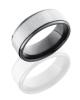 Zirconium 8mm Flat Band with Satin Center and Bright Grooved Edges
