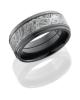 Zirconium 9mm flat band with grooved eges with 5mm meteorite center