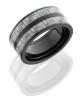 Zirconium 10mm Flat Band with 2 stripes of 3mm Silver Grey Color Carbon Fiber
