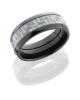 Zirconium 8mm domed band with 4mm Silver Grey Color Carbon Fiber inlay