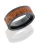 Zirconium 8 mm Flat Band with Natural Leopard Wood Inlay