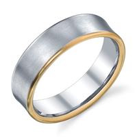 SATIN FINISH WEDDING RING COMFORT FIT WITH CONTRASTING BRIGHT FINISH EDGE 6.5MM