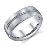 SATIN FINISH WEDDING RING WITH TWO CURVED GROOVES 7.5MM