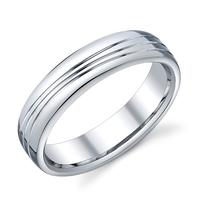 WEDDING RING BRIGHT POLISH GROOVED DESIGN COMFORT FIT 5.5MM