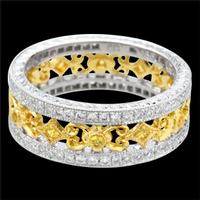 18K GOLD WEDDING RING SET WITH YELLOW SAPPHIRES AND DIAMONDS 6.8MM