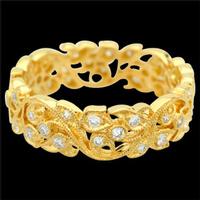 18K YELLOW GOLD FLORAL WREATH WEDDING RING 5.8MM