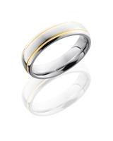 COBALT CHROME WEDDING RING WITH 14K GOLD  MILLGRAIN 6MM