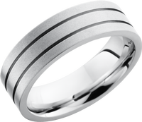 Cobalt chrome 7mm flat band with 2, .5mm grooves