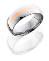 COBALT CHROME WEDDING RING WITH 14K ROSE GOLD INLAY 8MM