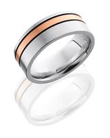 COBALT CHROME WEDDING RING WITH 14K ROSE GOLD INLAY 8MM