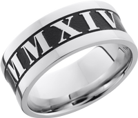 Cobalt chrome 9mm flat band with laser-carved roman numerals