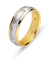 14K TWO COLOR GOLD WEDDING RING WITH DIAMOND ACCENTS