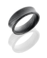 DAMASCUS STEEL WEDDING RING CONCAVE SHAPE WITH ACID FINISH 7MM