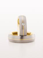 MATTE FINISH WEDDING RING WITH BRIGHT YELLOW CENTER 6MM - RING ON BOTTOM