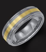TUNGSTEN CARBIDE WITH 18K YELLOW GOLD INLAY 7MM
