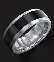 TUNGSTEN CARBIDE WITH BLACK CERAMIC INLAY AND BRIGHT FINISH 8MM
