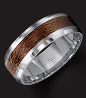 TUNGSTEN CARBIDE WITH WOOD INLAY AND BRIGHT EDGES 8MM