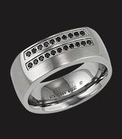 STAINLESS STEEL SATIN FINISH WITH BLACK DIAMONDS 8MM
