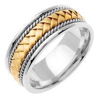 14KT WEDDING RING WHITE GOLD WITH YELLOW BRAID 8.5MM