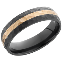 Zirconium 6mm domed band with an inlay of 14K rose gold