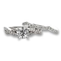 18K WHITE GOLD TWO PIECE SET SHAPED TO FIT WITH PAVE DIAMONDS