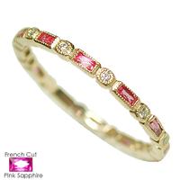 18K GOLD ETERNITY WEDDING RING WITH RUBY BAUGETTES AND DIAMONDS 1.3MM