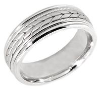 14 KT WEDDING RING WITH FLAT BRAID IN CENTER 8MM