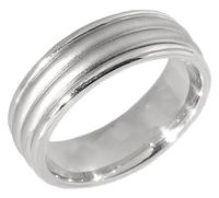 14 KT WEDDING RING WITH RIBS AND SATIN FINISH 7MM