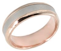 14 KT TWO TONE WEDDING RING WITH SATIN FINISH AND BRIGHT EDGES 7MM