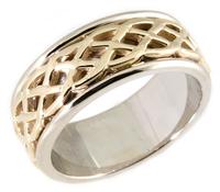 14KT TWO TONE WEDDING RING CELTIC THEME 9MM