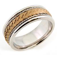 14KT TWO COLOR WEDDING RING WITH FLAT BRAID 8MM