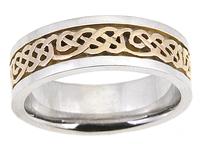 14KT TWO TONE CELTIC KNOT DESIGN WEDDING RING 6MM