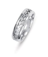 14KT WEDDING RING WITH FLAT BRAID IN CENTER 6MM