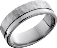 Titanium 7mm flat band with an off-center 5mm groove