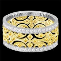 18K GOLD WEDDING RING SET WITH YELLOW SAPPHIRES AND DIAMONDS 96MM