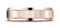 14k Rose Gold 6mm Comfort-Fit Satin-Finished High Polished Beveled Edge Carved Design Band