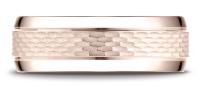 14k Rose Gold 75mm Comfort Fit Chain Link Center with High Polish Beveled Edge Design