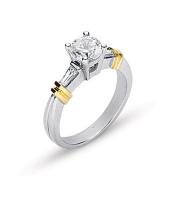 Tapered Baguette Engagement Ring WITH YELLOW GOLD ACCENTS