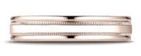 14k Rose Gold 4mm Comfort-Fit High Polished finish with a round edge and millgrain